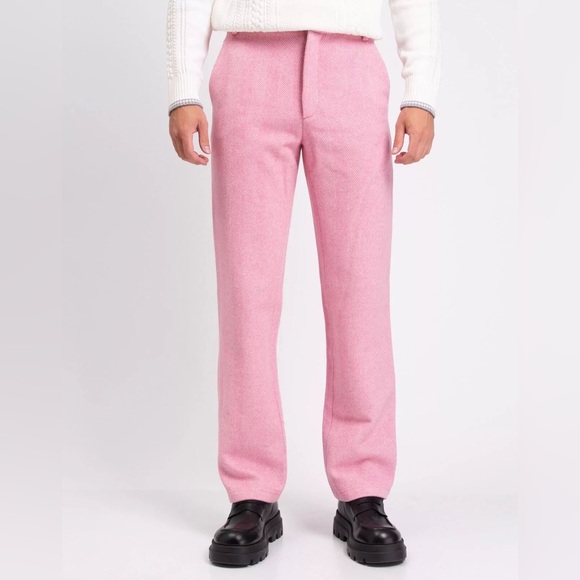 GCDS GIULY COUTURE Chino Trousers Size XL Wool Blend Pink - Picture 1 of 12
